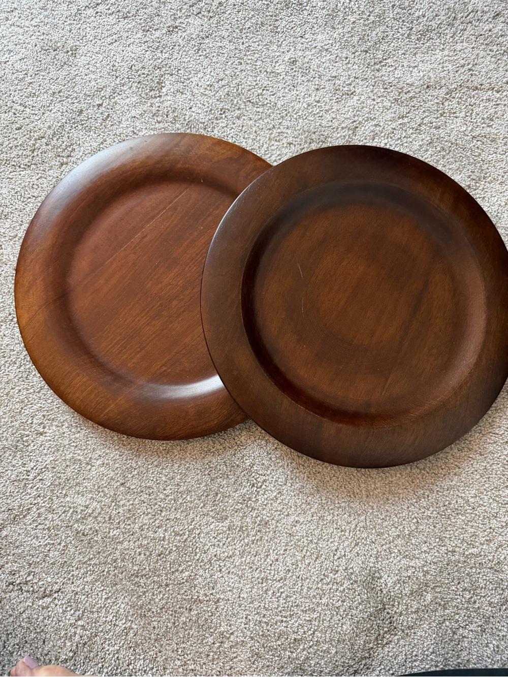Crate & Barrel Wooden Charger Plate - Brown Rustic Dining Charger (Set of 2)
